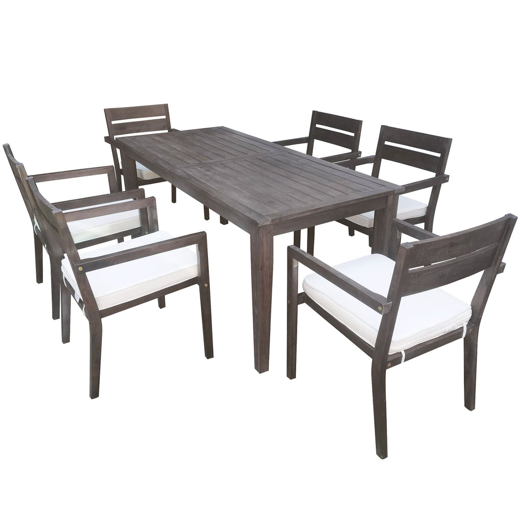 7- Piece Acacia Wood Outdoor Dining Set with Cushions