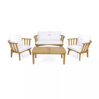 4-Piece Acacia Wood Patio Furniture Set with Cushions