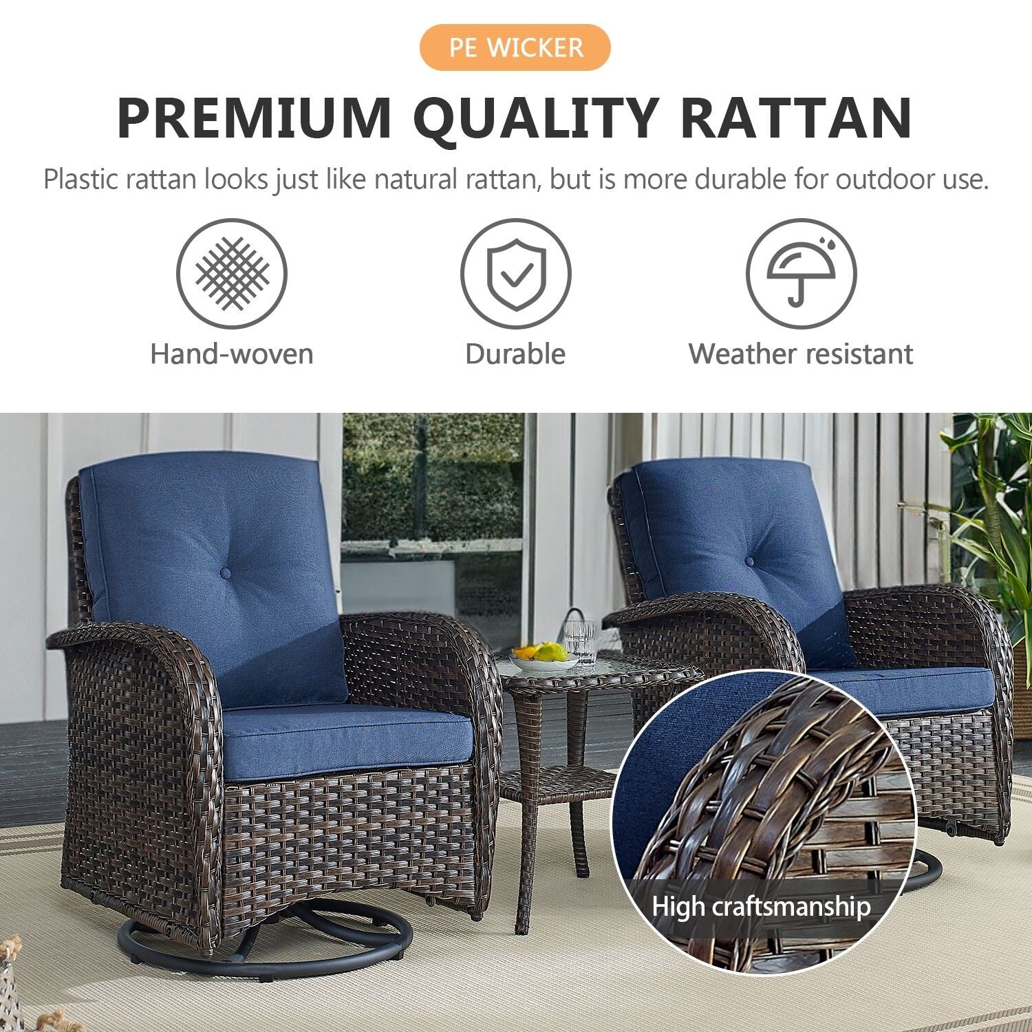 Outdoor Fire Pit Conversation Set, 3-Seat Sofa & Chairs Patio Furniture Set