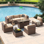 Eight Piece Outdoor Patio Furniture Set with Fire Pit