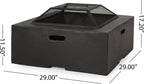 Berwick Outdoor Lightweight Concrete Wood Burning Square Fire Pit, Dark Gray