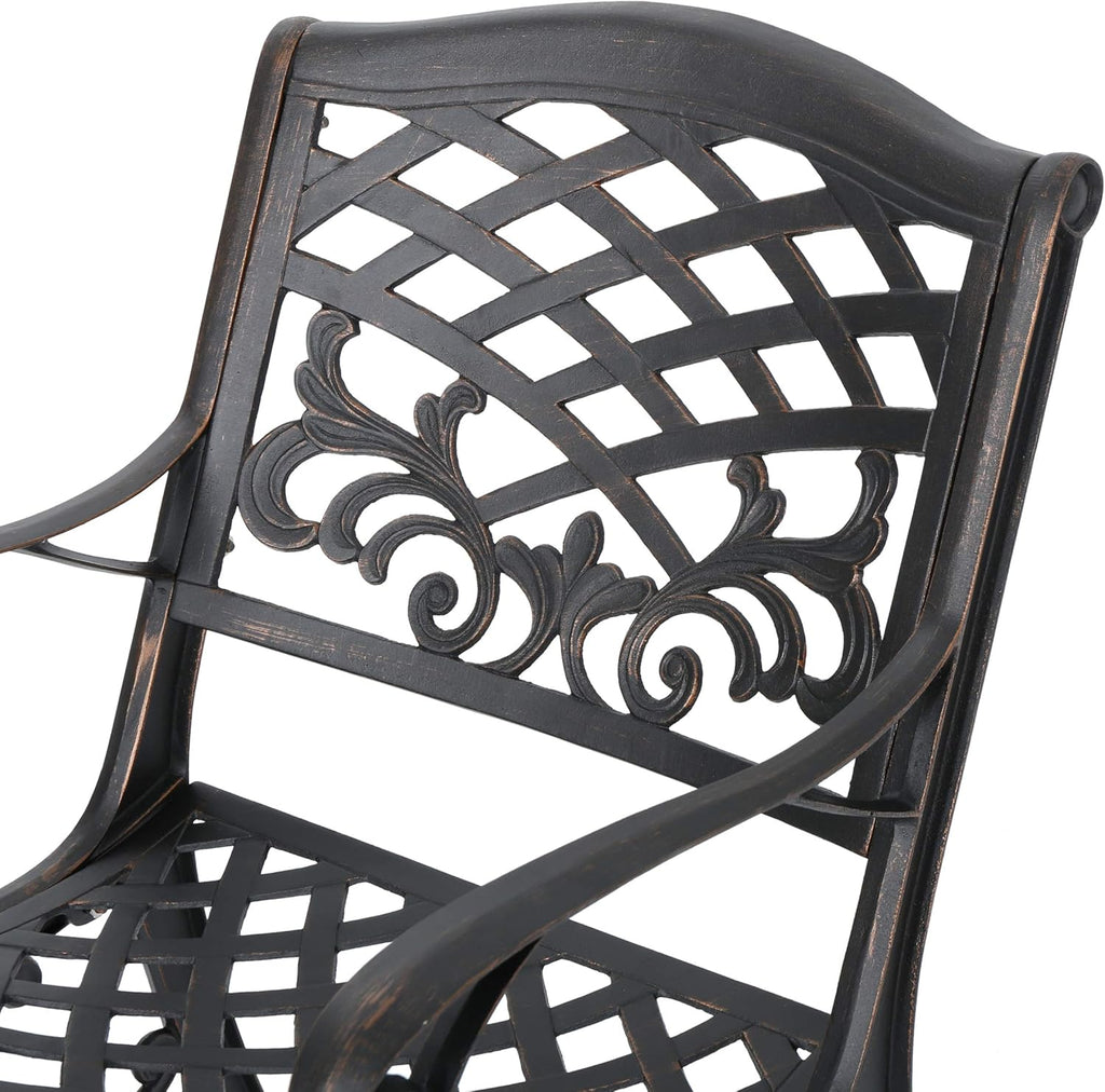 Myrtle Beach Outdoor Aluminum Dining Chairs, 2-Pcs Set, Shiny Copper