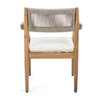 Braided Acacia Wood Outdoor Dining Chairs Set of 2 – Teak Look with Beige Rope & Cream Cushions