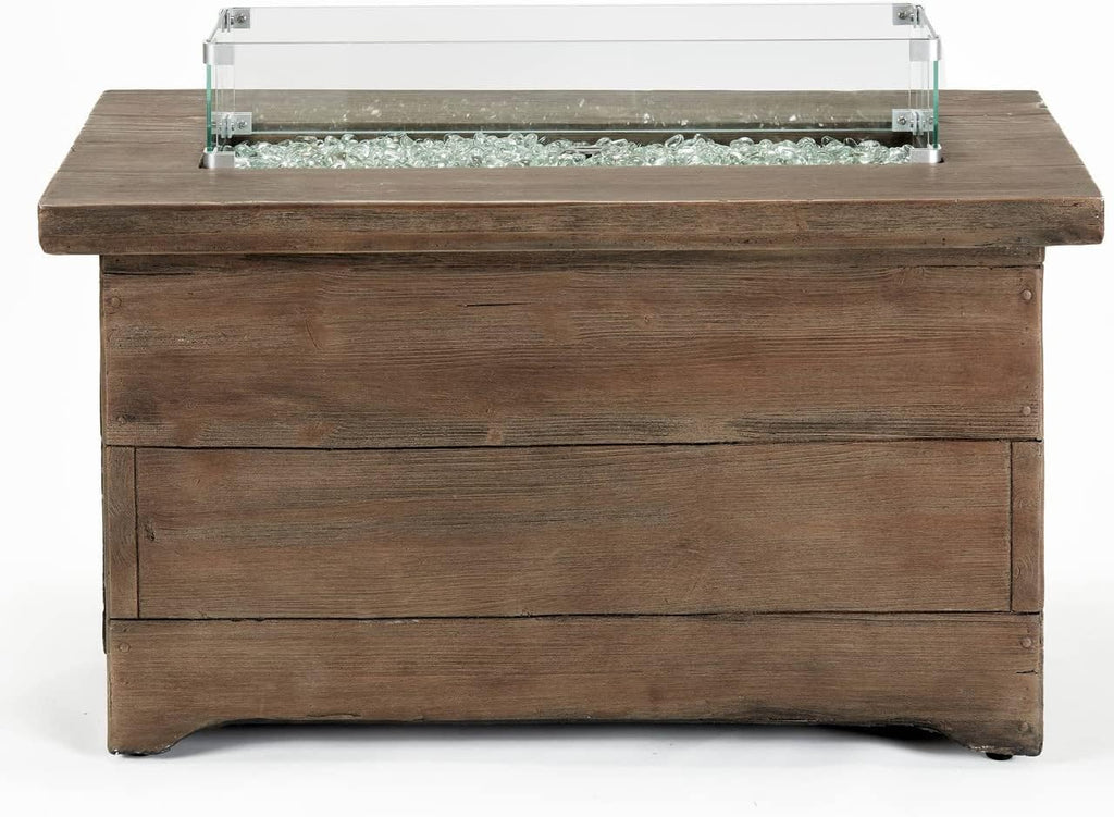 HF42603 Barnyard Style Propane Fire Pit Table for Patio and Deck Use, MGO Construction, Includes Glass Beads and Protective Cover, 42 Inch X 20 Inch, Gray