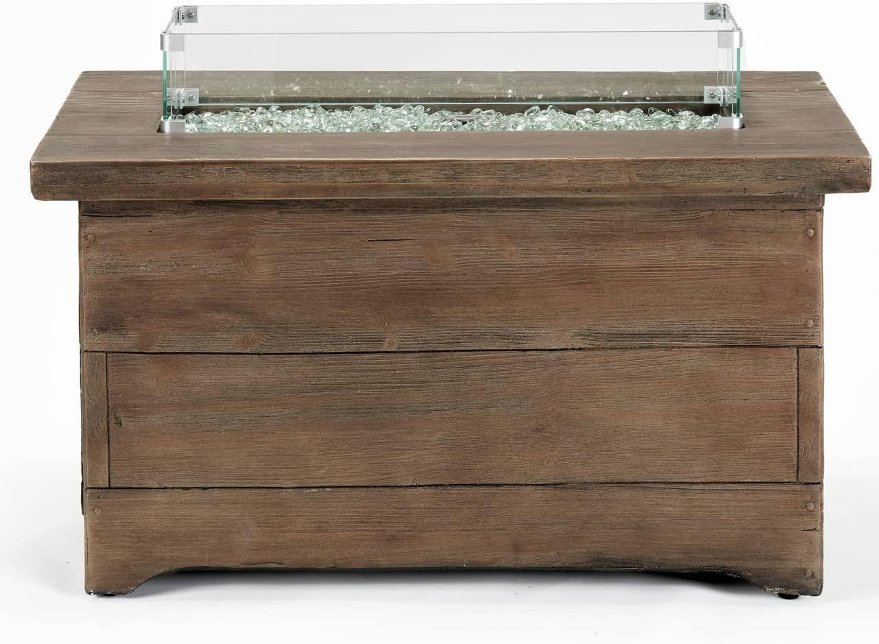 HF42603 Barnyard Style Propane Fire Pit Table for Patio and Deck Use, MGO Construction, Includes Glass Beads and Protective Cover, 42 Inch X 20 Inch, Gray