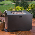 Wellington Outdoor Iron 33" Square Fire Pit - 50,000 BTU, Dark Grey
