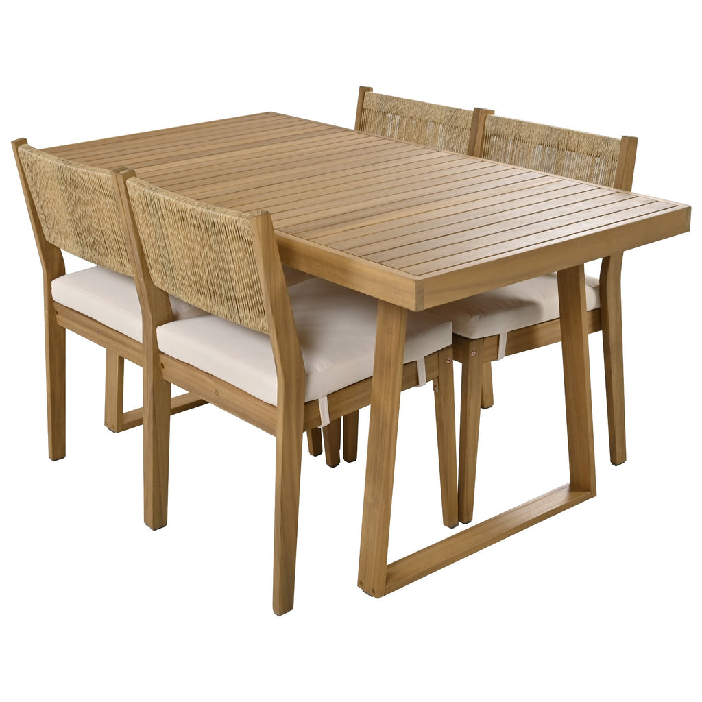 Multi-Person Outdoor Acacia Wood Dining Table and Chair Set