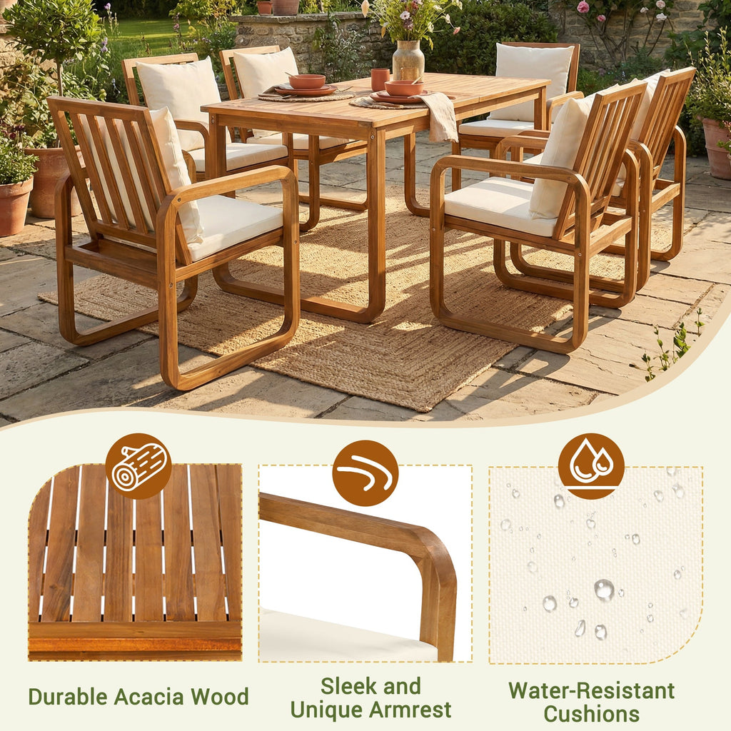 7- Piece Patio Dining Set Outdoor Dining Table and Chairs