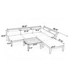 6- Piece Acacia Wood Outdoor Modular Sectional with Daybed and Tea Table