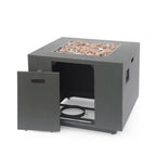 Outdoor Iron Square Propane Fire Pit - Brushed Brown