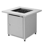 30 In. Gas Fire Pit Table with Cover, Black Glass