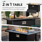 45" Propane Fire Pit Table 50,000 BTU Steel Gas Fire Pit with Removable Lid & Waterproof Cover and Tables