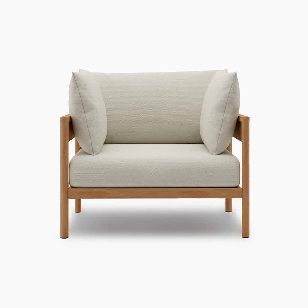 Modern Outdoor Patio Furniture Set, All-Weather Aluminium Conversation Sectional Sofa with Thick Cushions for Backyard, Garden, Porch, Armchair, Beige