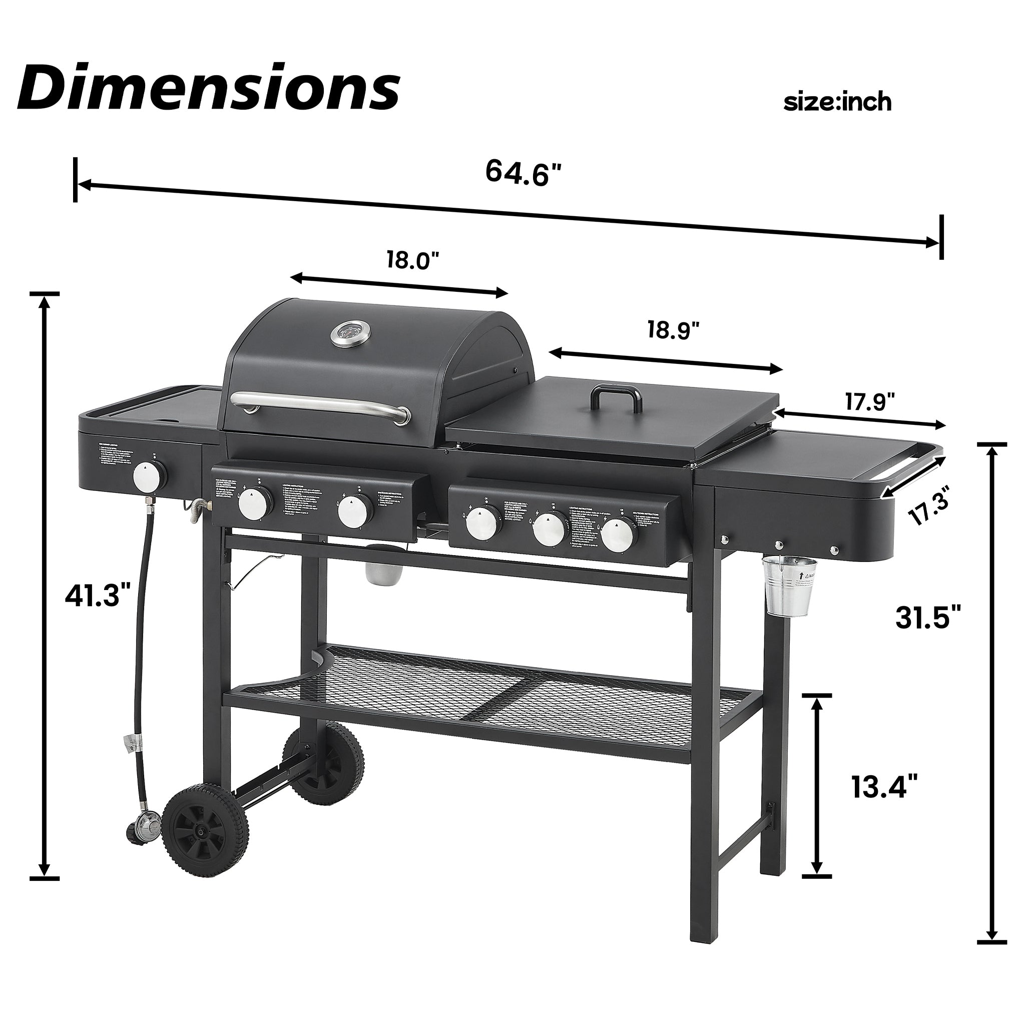 Castelle Flame Heavy-Duty All-In-One Outdoor 5-Burner 56K BTU Liquid Propane Grill