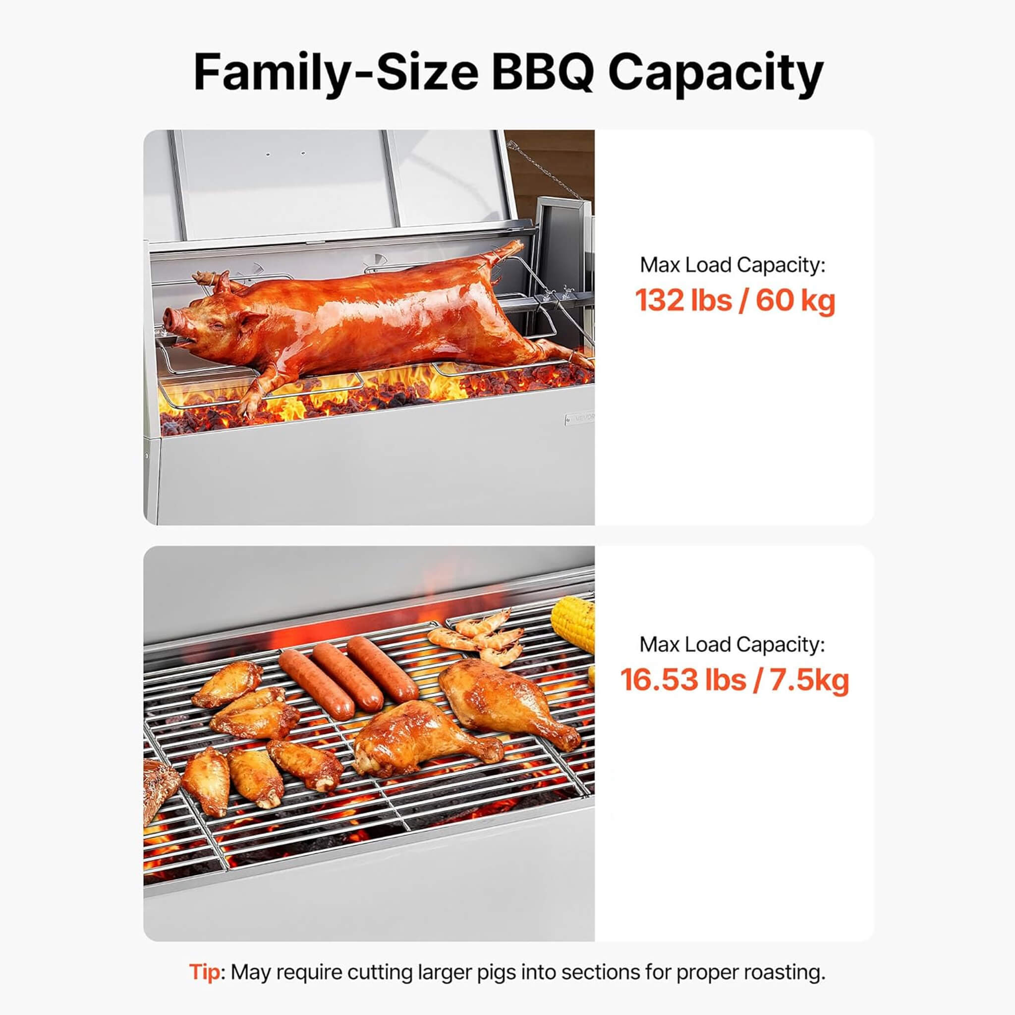 Heavy-Duty Spit Roaster Rotisserie BBQ Grill for Pig, Lamb and Chicken
