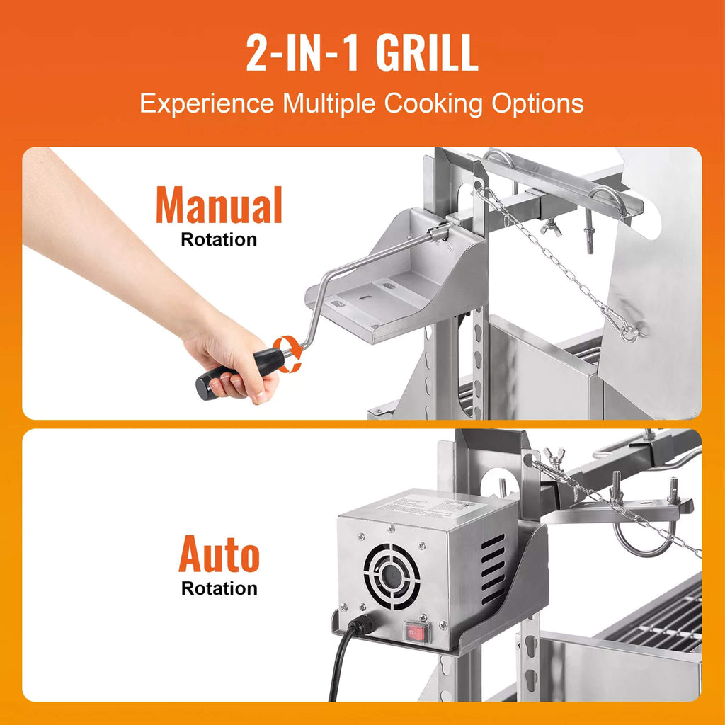 Heavy-Duty Spit Roaster Rotisserie BBQ Grill for Pig, Lamb and Chicken