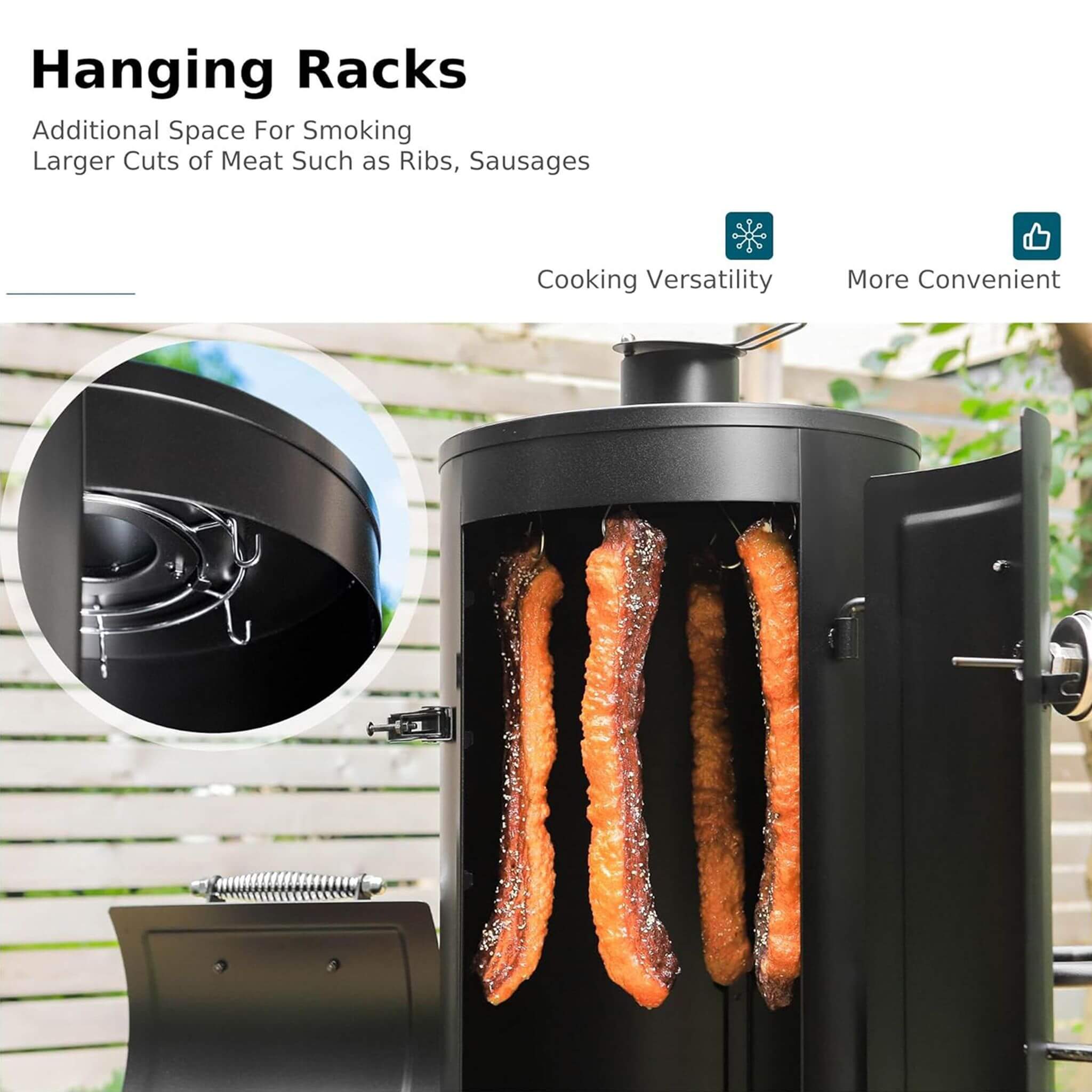 Heavy-Duty Vertical Extra-Large Charcoal Offset BBQ Smoker Grill Combo