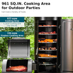 Heavy-Duty Vertical Extra-Large Charcoal Offset BBQ Smoker Grill Combo