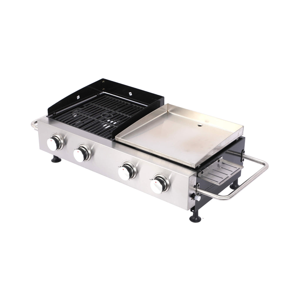 High Temperature 40K BTU 2-Burner Stainless Steel Plancha Combo Gas Grill