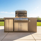 KoKoMo Grills 7FT Straight BBQ Island With Built-In BBQ And Refrigerator [Made-To-Order]