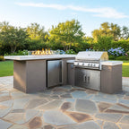 KoKoMo Grills Baja 9FT BBQ Island With LEDs, Built-In BBQ And Refrigerator [Made-To-Order]