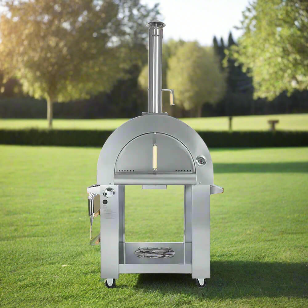 KoKoMo Grills Premium 32-Inch Stainless Steel Dual Fuel Gas Or Wood Fired Pizza Oven