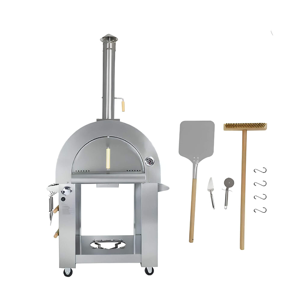 KoKoMo Grills Premium 32-Inch Stainless Steel Dual Fuel Gas & Wood-Fired Pizza Oven