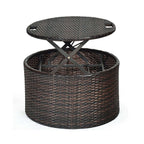 Alora Large 76-Inch Outdoor Patio Rattan Daybed Sofa W/ Adjustable Table Top, Canopy & 3 Pillows