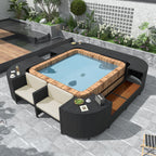 Alora Large Outdoor Quadrilateral Spa Surround Rattan Sectional Sofa Set With Storage Compartments (SAK80217)