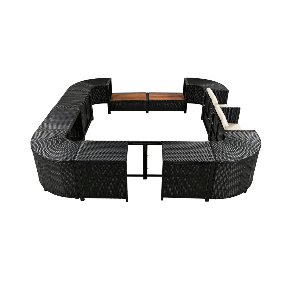 Alora Large Outdoor Quadrilateral Spa Surround Rattan Sectional Sofa Set With Storage Compartments (SAK80217)
