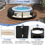 Alora Large Premium Surround Spa Patio Rattan Sofa Set With Storage Compartments And Cushions