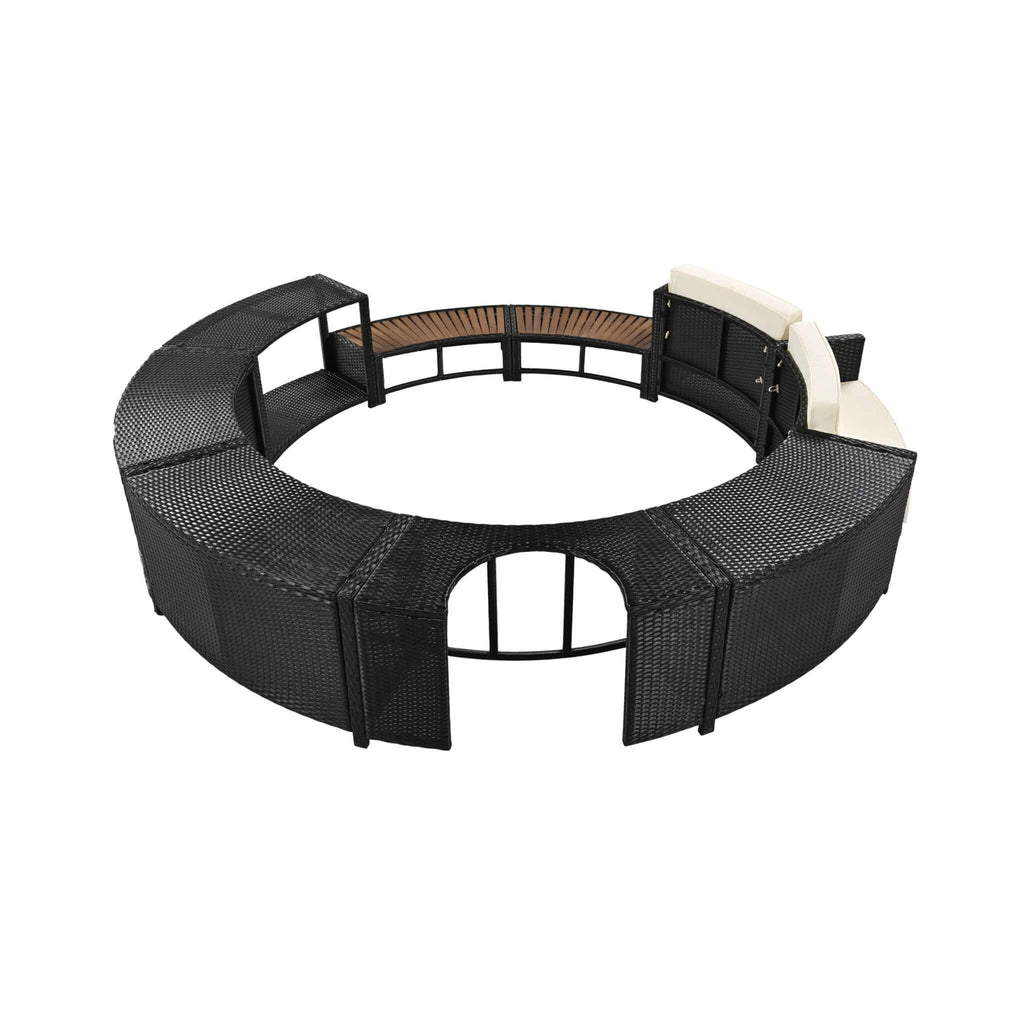 Alora Large Premium Surround Spa Patio Rattan Sofa Set With Storage Compartments And Cushions