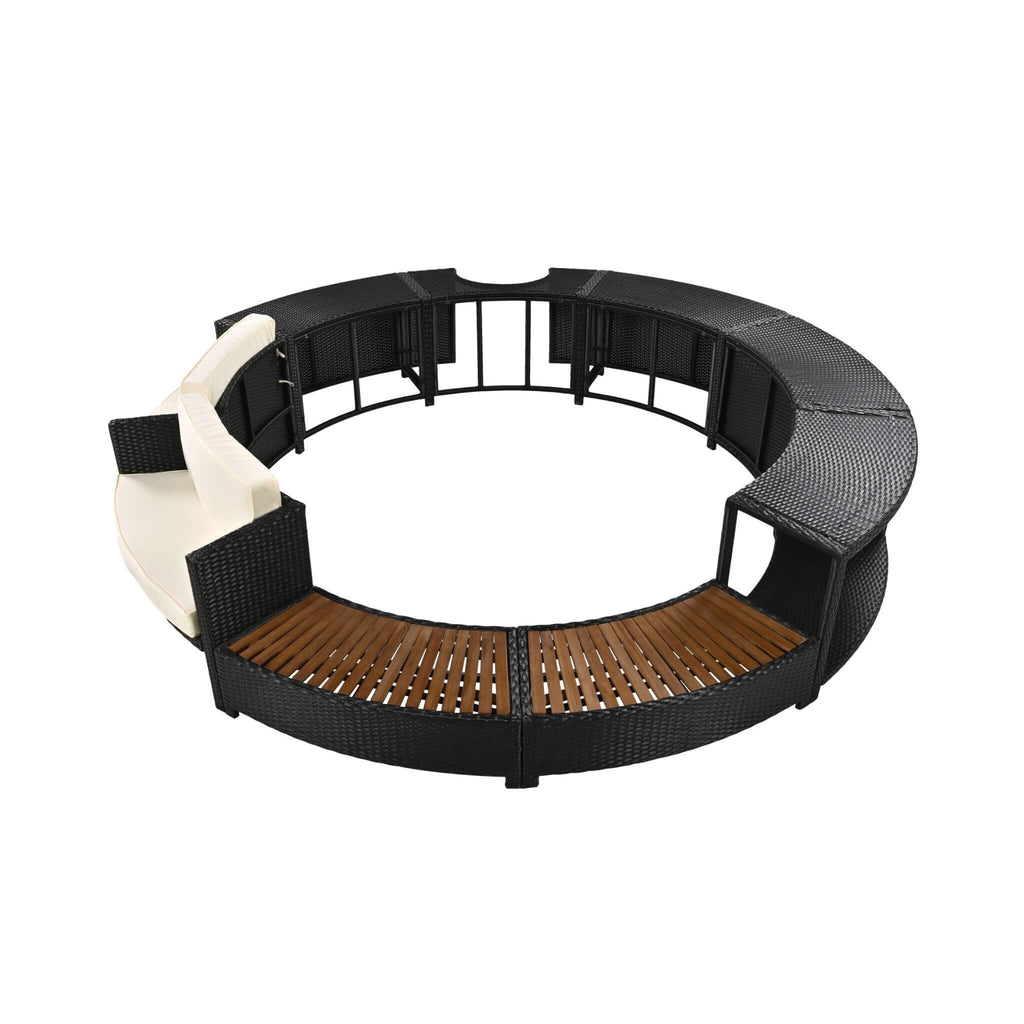 Alora Large Premium Surround Spa Patio Rattan Sofa Set With Storage Compartments And Cushions