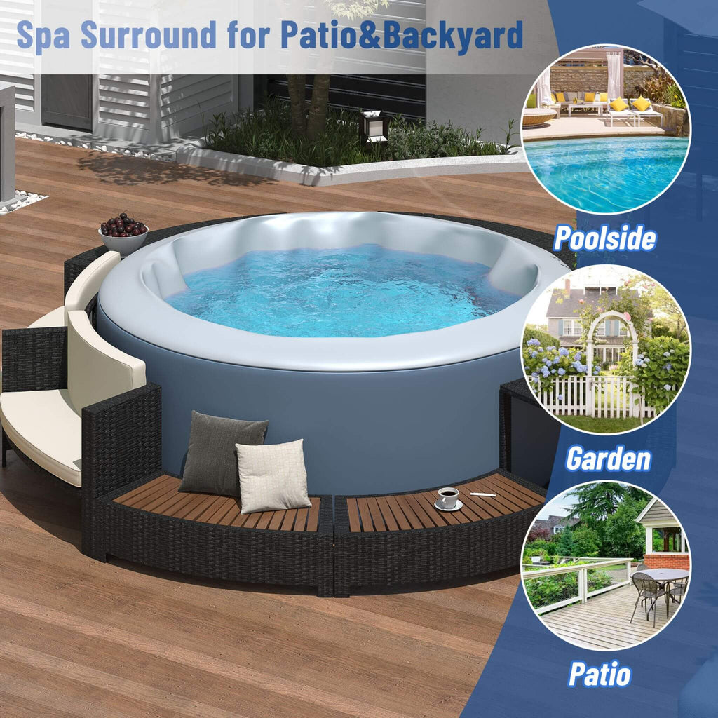 Alora Large Premium Surround Spa Patio Rattan Sofa Set With Storage Compartments And Cushions