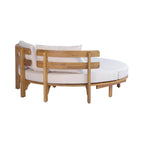 Alora Luxury Outdoor Acacia Wood Round Daybed With Cushions And Pillows