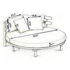 Alora Luxury Outdoor Acacia Wood Round Daybed With Cushions And Pillows