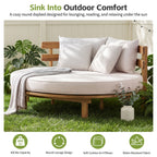 Alora Luxury Outdoor Acacia Wood Round Daybed With Cushions And Pillows