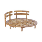 Alora Luxury Outdoor Acacia Wood Round Daybed With Cushions And Pillows