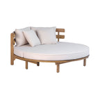Alora Luxury Outdoor Acacia Wood Round Daybed With Cushions And Pillows