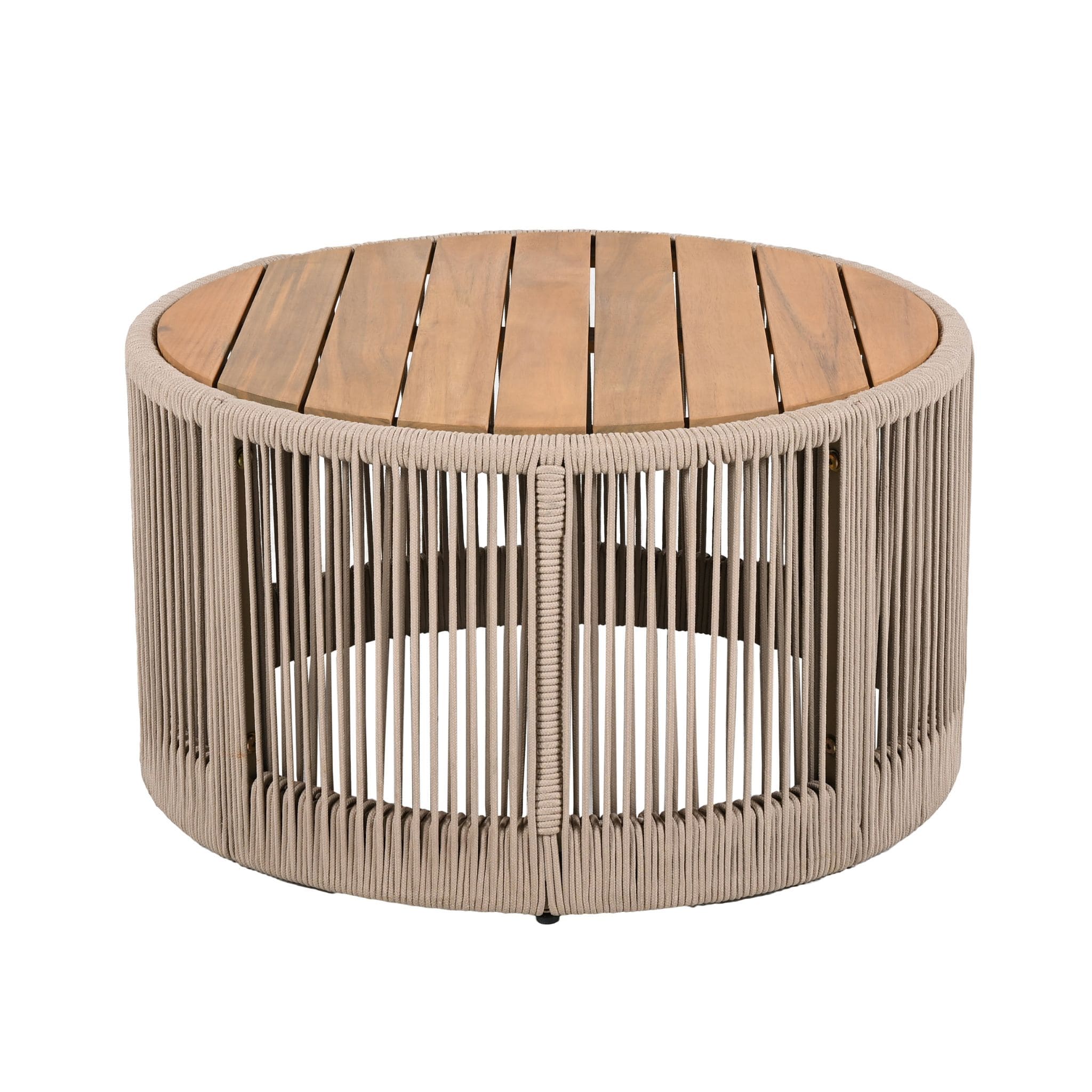 Alora Modern Rustic Coffee Table & Side Table With Woven Rope Design