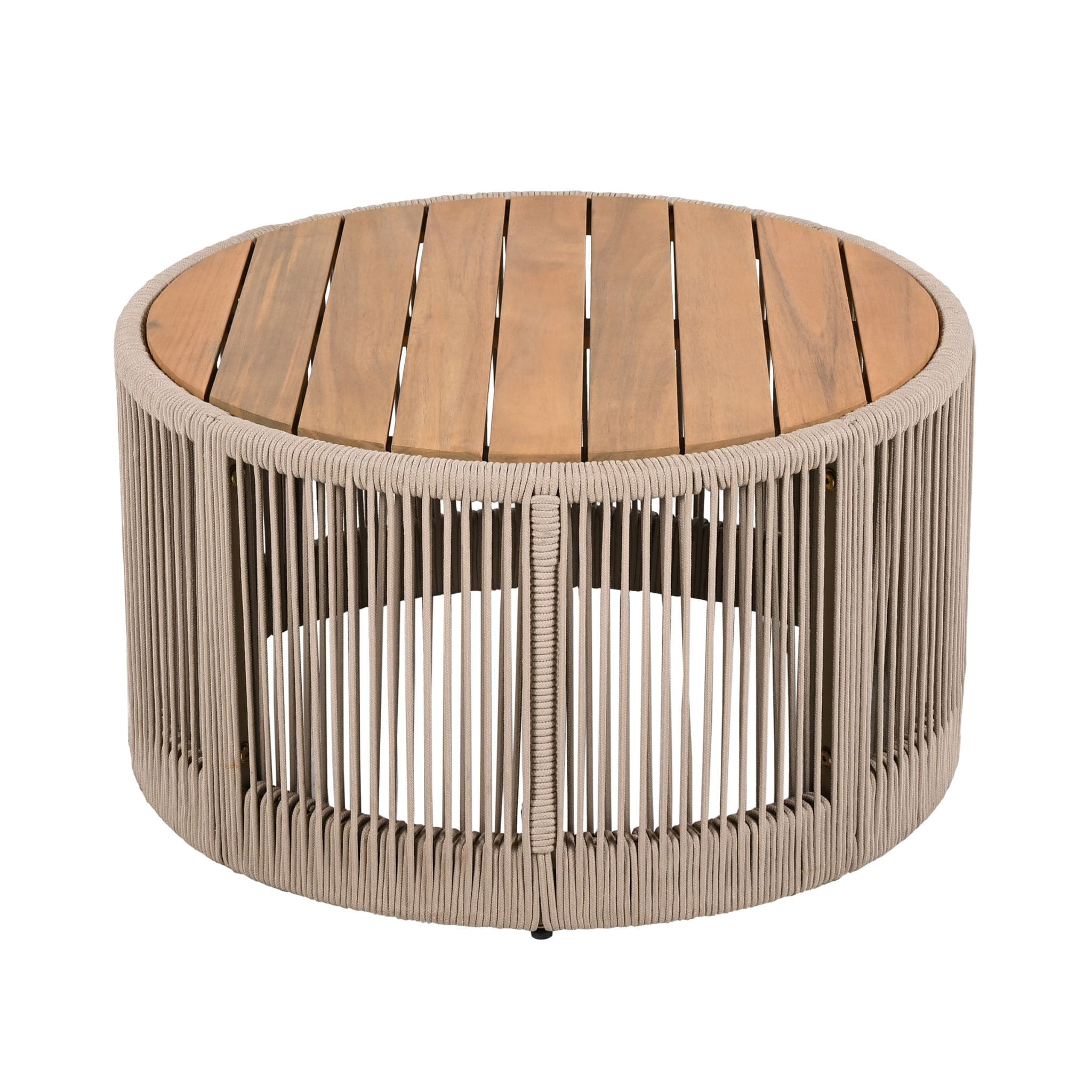 Alora Modern Rustic Coffee Table & Side Table With Woven Rope Design