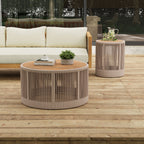 Alora Modern Rustic Coffee Table & Side Table With Woven Rope Design