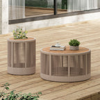 Alora Modern Rustic Coffee Table & Side Table With Woven Rope Design