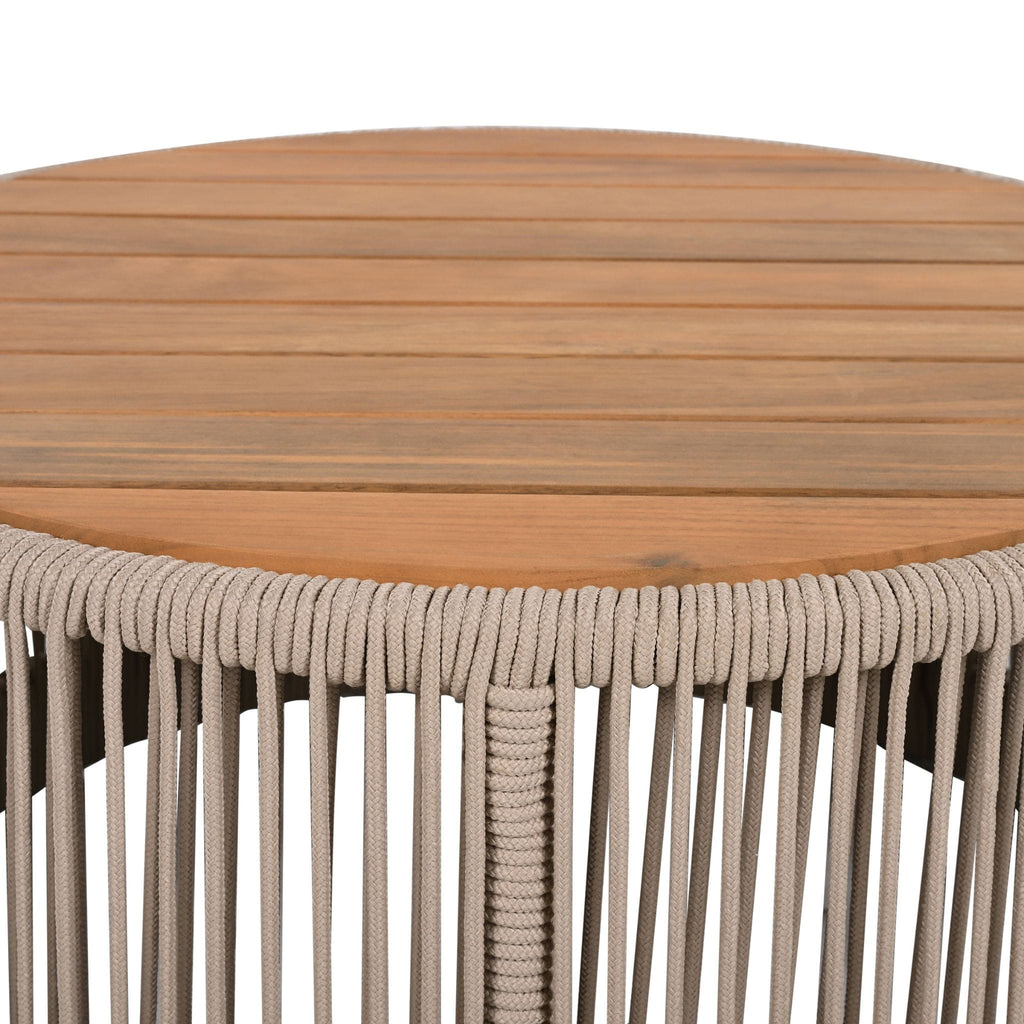 Alora Modern Rustic Coffee Table & Side Table With Woven Rope Design