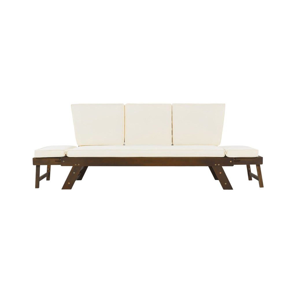 Alora Outdoor Adjustable Wooden Patio Daybed Sofa With Cushions