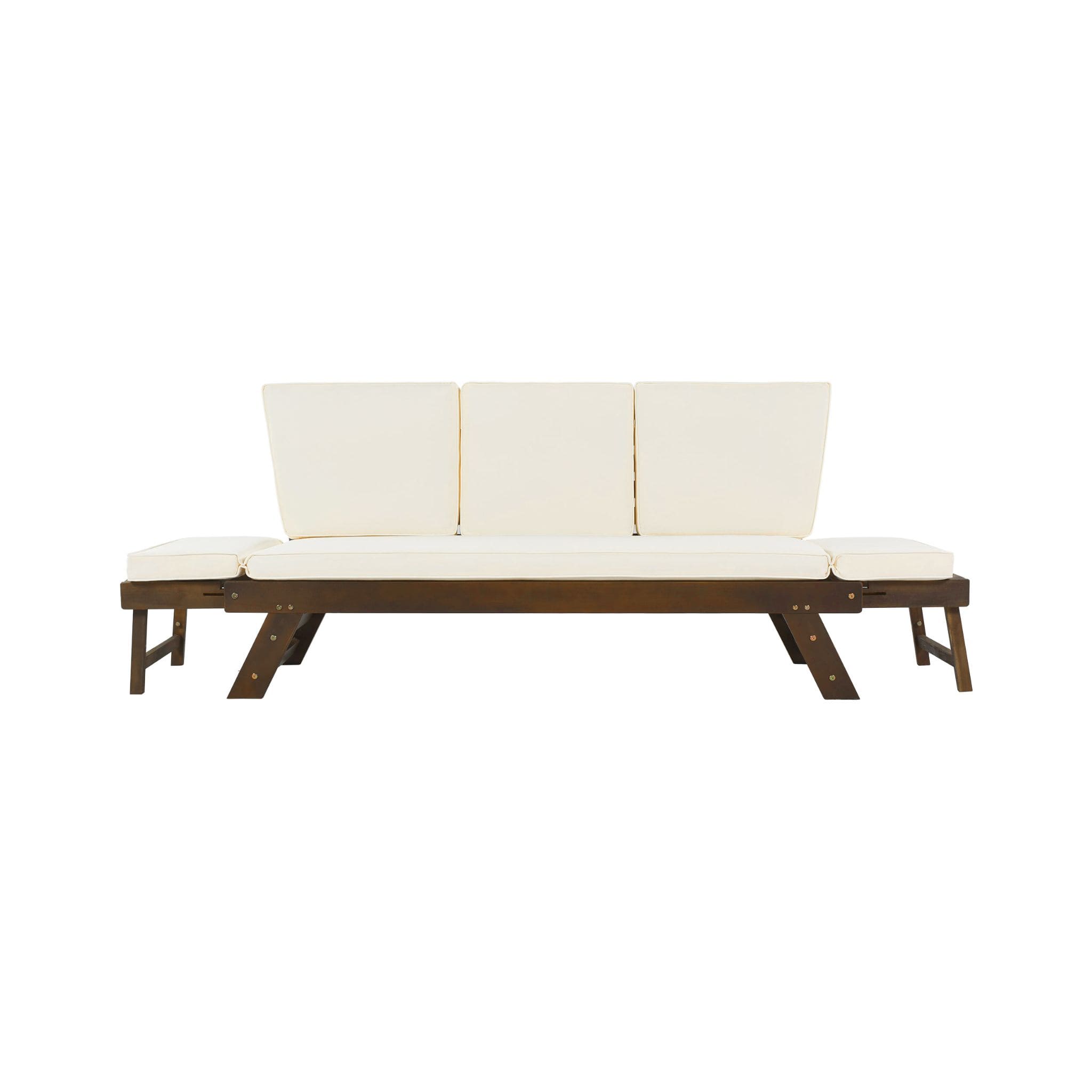 Alora Outdoor Adjustable Wooden Patio Daybed Sofa With Cushions