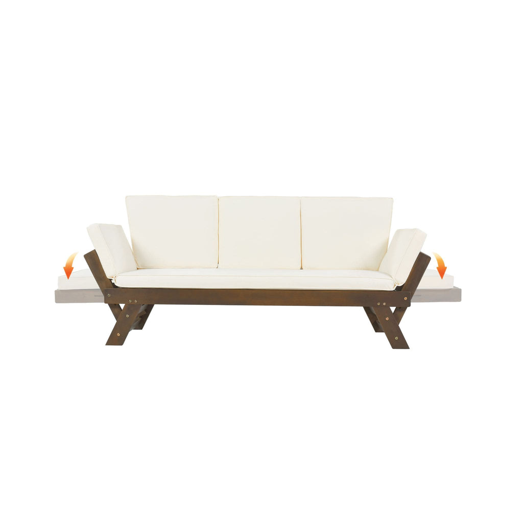 Alora Outdoor Adjustable Wooden Patio Daybed Sofa With Cushions