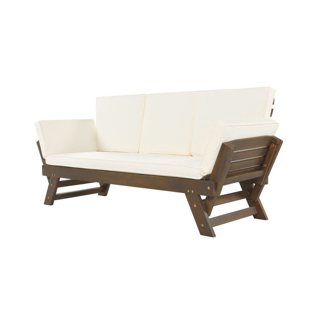 Alora Outdoor Adjustable Wooden Patio Daybed Sofa With Cushions