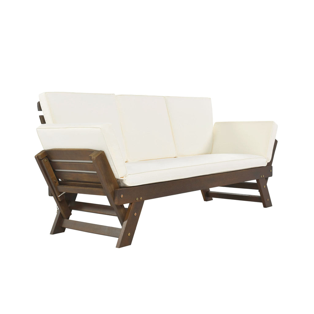 Alora Outdoor Adjustable Wooden Patio Daybed Sofa With Cushions