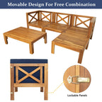 Alora 5-Piece Outdoor Patio Wood Sectional Sofa Set With Cushions